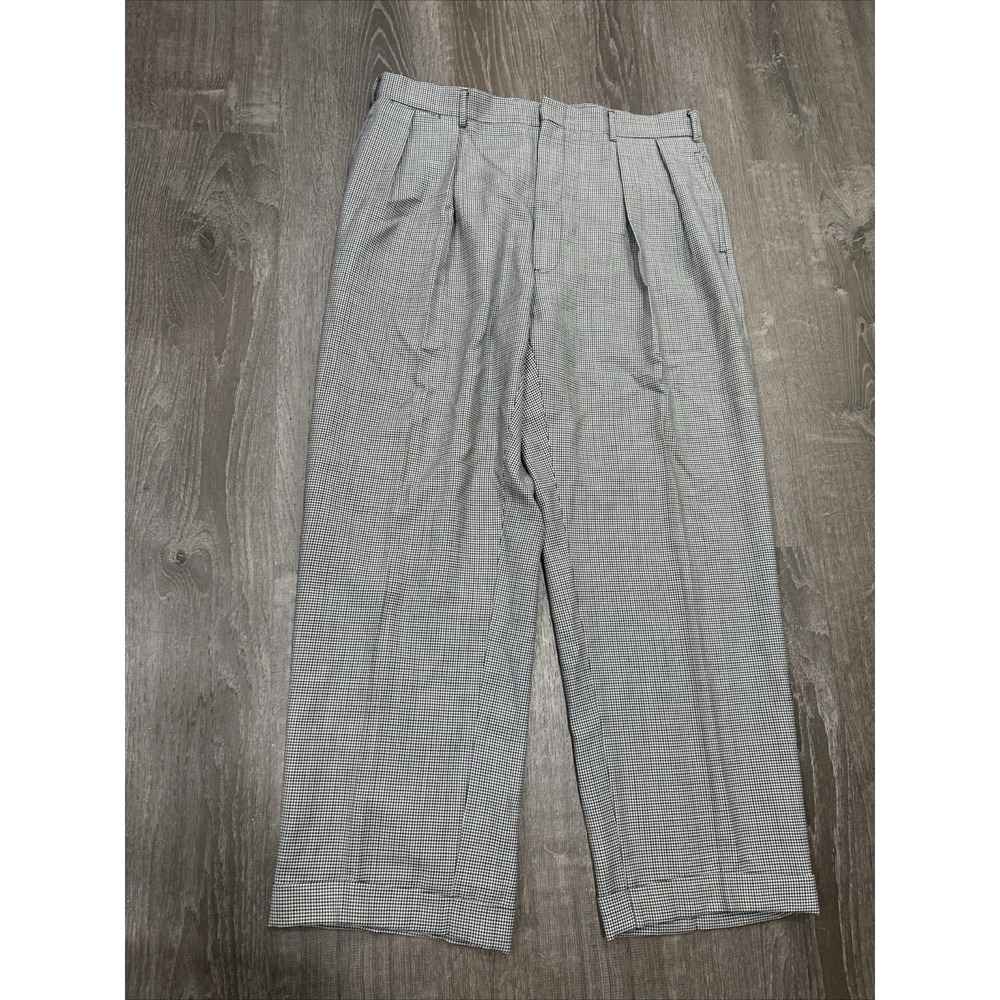 VINTAGE 80s 90s Polo Ralph Lauren Trousers Pants 37x29 Tweed Houndstooth Wool